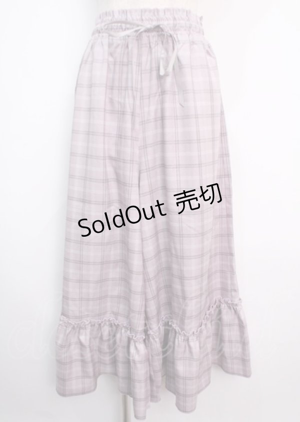 画像1: axes femme POETIQUE / 裾フリルチェックパンツ M ラベンダー Y-25-03-11-095-AX-PA-SZ-ZT173 (1)