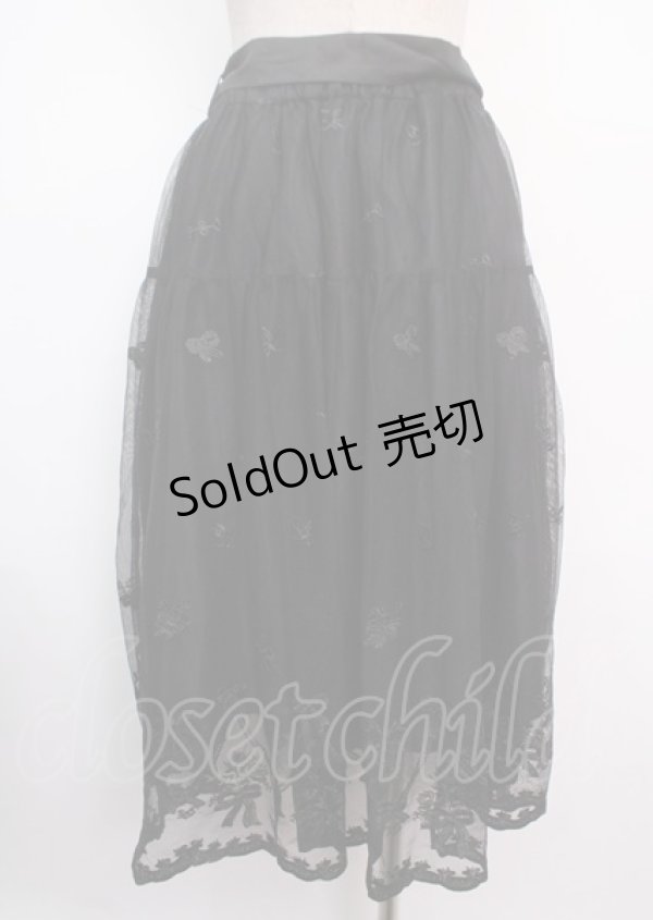 画像2: axes femme POETIQUE / リボンブーケレーススカート M 黒 Y-25-03-11-099-AX-SK-SZ-ZS (2)