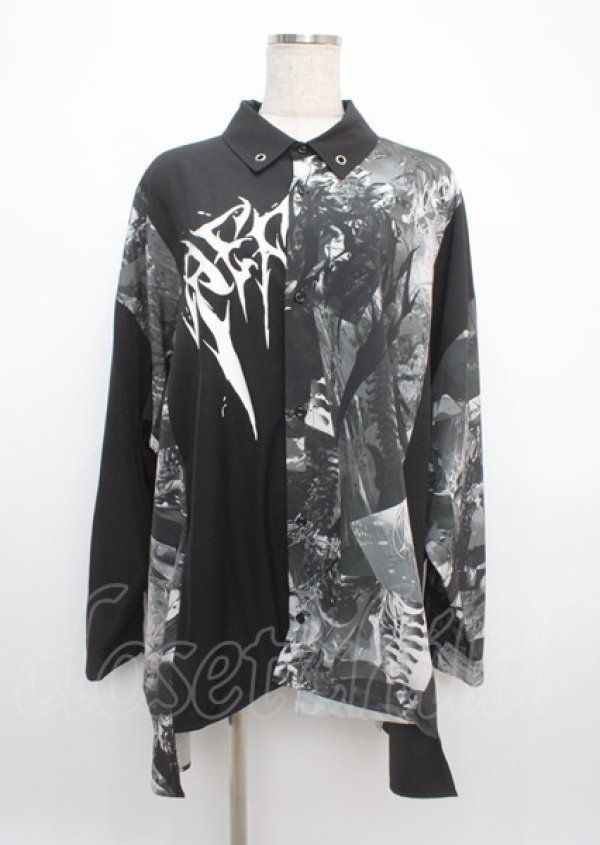 画像1: REFLEM / murakaruki コラボプリントワイドシャツ F ブラック Y-25-03-11-015-PU-TS-SZ-ZY (1)