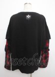 画像2: REFLEM / フェイクレイヤードチェックロンT F ブラック×レッド Y-25-03-11-020-PU-TO-SZ-ZY (2)