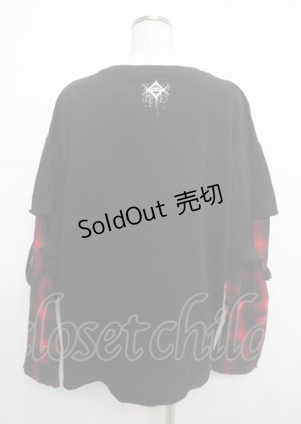 画像2: REFLEM / フェイクレイヤードチェックロンT F ブラック×レッド Y-25-03-11-020-PU-TO-SZ-ZY (2)