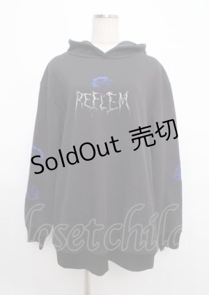 画像: REFLEM / ローズプリントパーカー/プルオーバーパーカー フーディー F ブラック×ブルー Y-25-03-11-026-PU-TO-SZ-ZT203