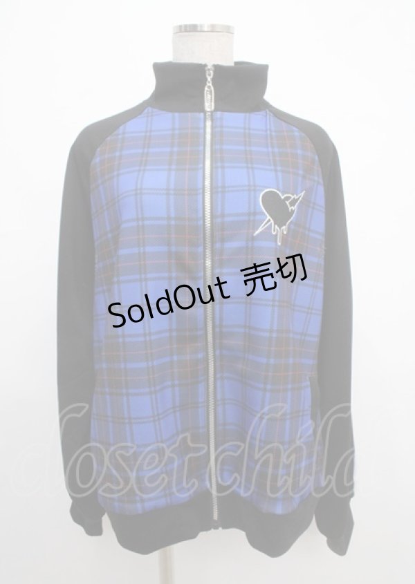 画像1: LISTEN FLAVOR / イナズマずっきゅん チェックジャージパンツ F BLUE CHECK Y-25-03-11-034-PU-PA-SZ-ZY (1)