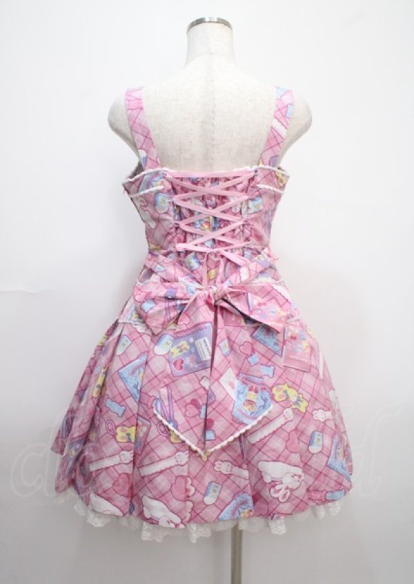 画像2: Angelic Pretty / Fancy Stationeryローウエストジャンパースカート  ピンク Y-25-03-11-037-AP-OP-SZ-ZY (2)