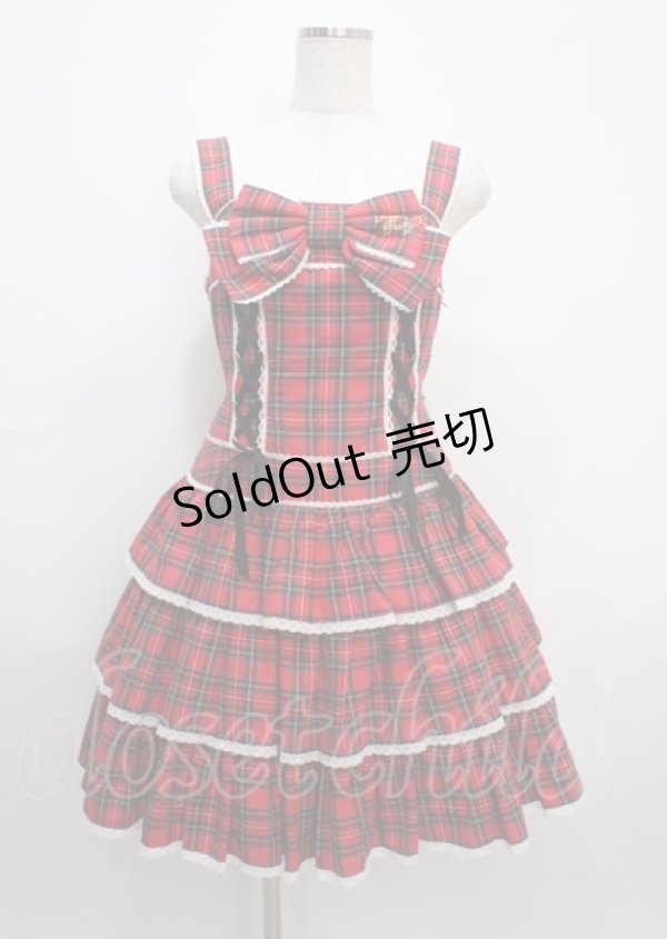 画像1: Angelic Pretty / Fancyタータンチェックジャンパースカート  赤 Y-25-03-11-039-AP-OP-SZ-ZY (1)