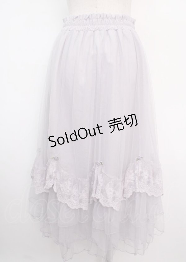 画像2: axes femme / ローズ付ドレープチュールスカート F ラベンダー Y-25-03-14-052-AX-SK-SZ-ZY (2)