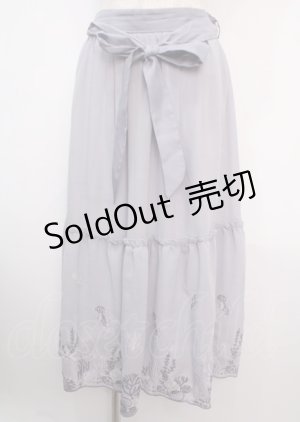 画像: axes femme / マリンフラワー裾刺繍スカート  ラベンダー Y-25-03-14-053-AX-SK-SZ-OS