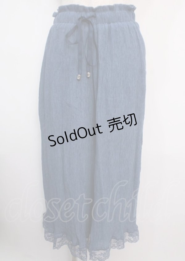 画像1: axes femme / 裾レース楊柳ワイドパンツ F 紺 Y-25-03-14-058-AX-PA-SZ-ZY (1)