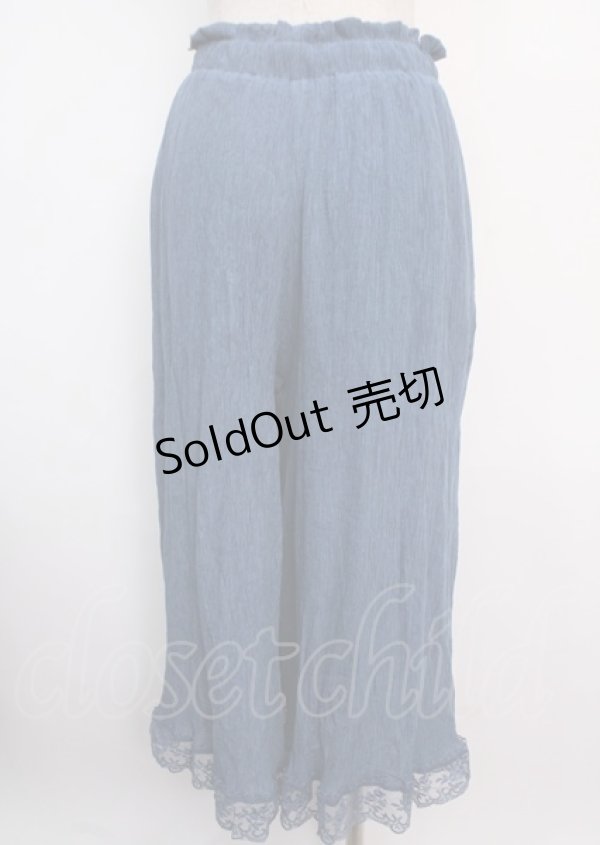 画像2: axes femme / 裾レース楊柳ワイドパンツ F 紺 Y-25-03-14-058-AX-PA-SZ-ZY (2)