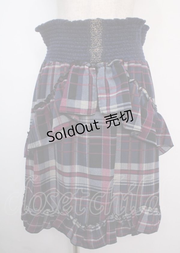 画像1: axes femme / チェックスカート M 紺 Y-25-03-14-062-AX-SK-SZ-ZT276 (1)