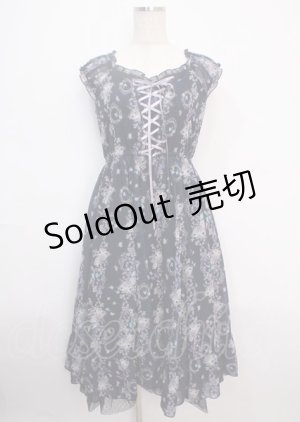 画像: axes femme / パピヨンローズ柄編上ワンピース M 紺 Y-25-03-14-067-AX-OP-SZ-OS