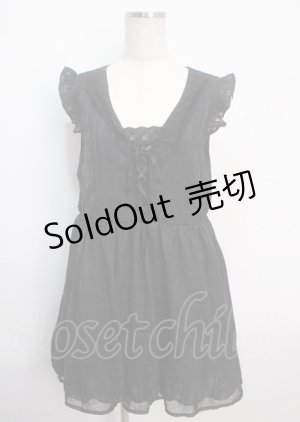 画像: axes femme / シフォンチェックノースリワンピース M 黒 Y-25-03-14-072-AX-OP-SZ-ZY