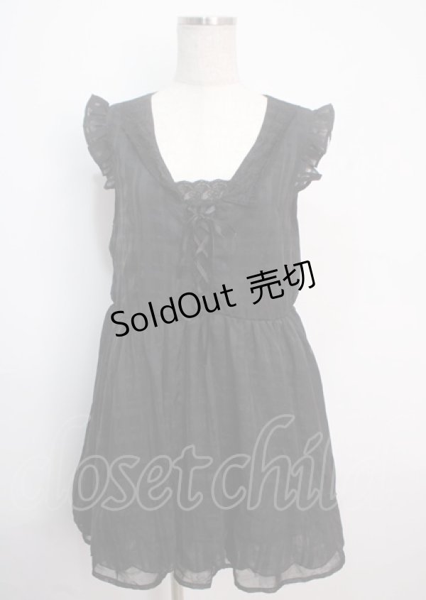 画像1: axes femme / シフォンチェックノースリワンピース M 黒 Y-25-03-14-072-AX-OP-SZ-ZY (1)