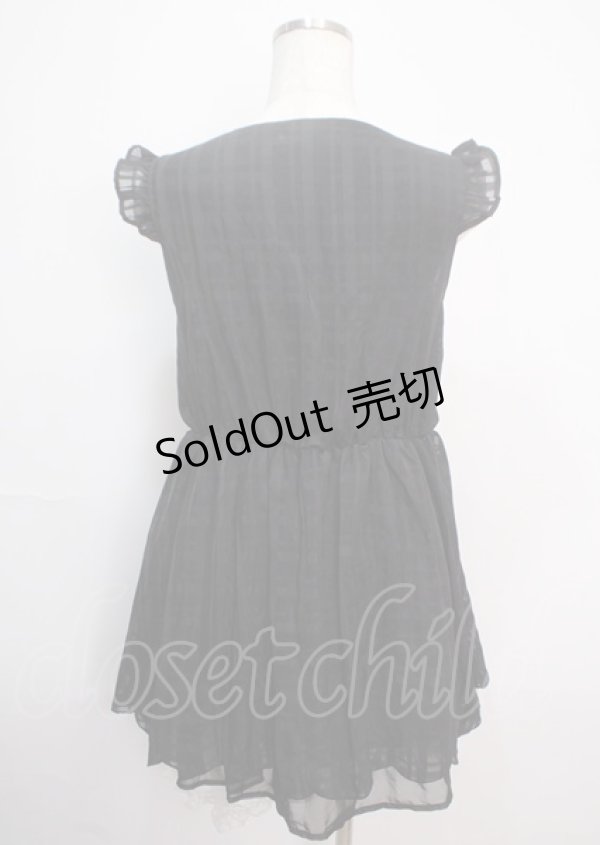 画像2: axes femme / シフォンチェックノースリワンピース M 黒 Y-25-03-14-072-AX-OP-SZ-ZY (2)