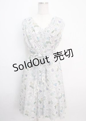 画像: axes femme / スカーフ付き植物図鑑ワンピース  白 Y-25-03-14-074-AX-OP-SZ-OS