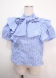 画像1: axes femme POETIQUE / ロゴ刺繍ボウタイブラウス M サックス Y-25-03-14-009-AX-BL-SZ-OS (1)