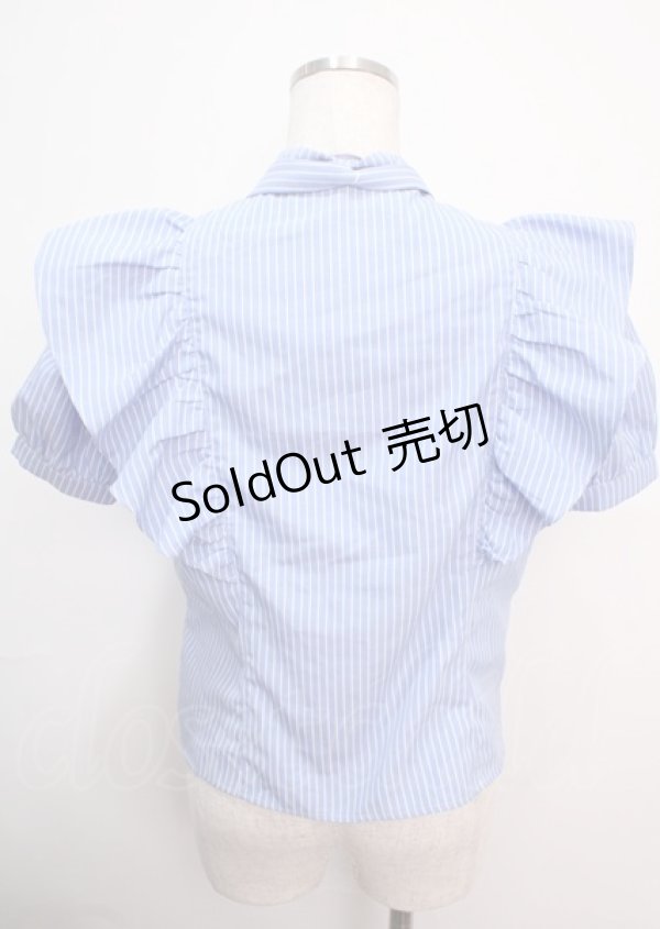 画像2: axes femme POETIQUE / ロゴ刺繍ボウタイブラウス M サックス Y-25-03-14-009-AX-BL-SZ-OS (2)