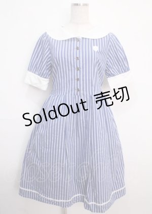画像: axes femme POETIQUE / マリンストライプシャツワンピース M ブルー Y-25-03-14-101-AX-OP-SZ-OS