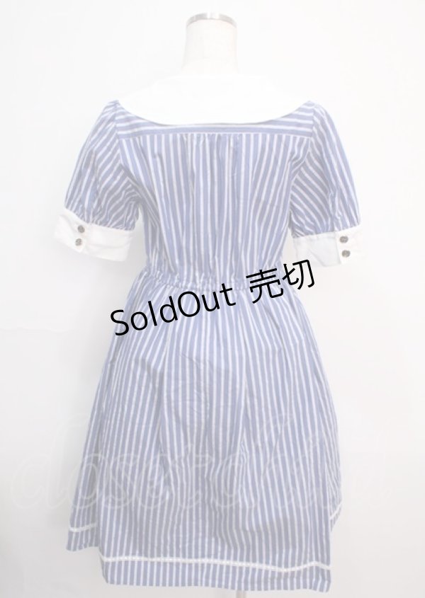 画像2: axes femme POETIQUE / マリンストライプシャツワンピース M ブルー Y-25-03-14-101-AX-OP-SZ-OS (2)