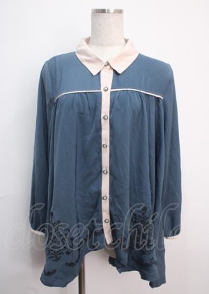 画像: axes femme / 裾刺繍チュニック M ブルー Y-25-03-14-107-AX-TO-SZ-ZY