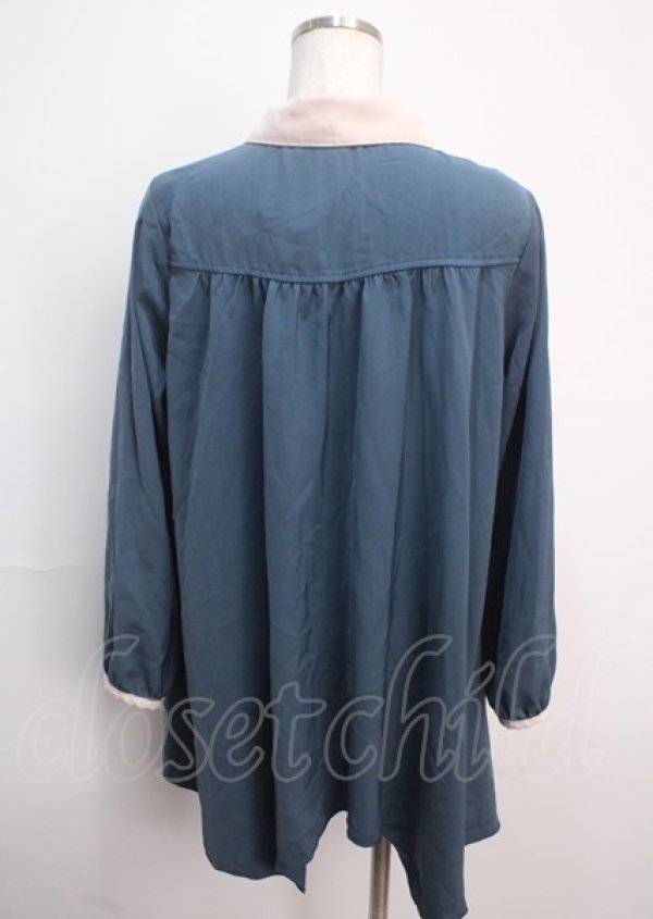 画像2: axes femme / 裾刺繍チュニック M ブルー Y-25-03-14-107-AX-TO-SZ-ZY (2)