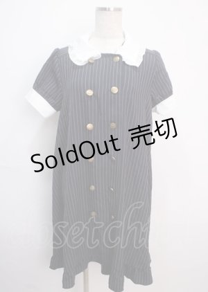 画像: axes femme POETIQUE / メッセージリボン半袖ワンピース  紺 Y-25-03-14-111-AX-OP-SZ-OS