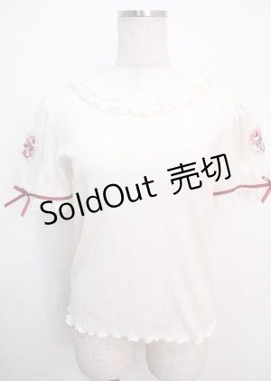 画像: axes femme POETIQUE / バラ刺繍カットプルオーバー  白 Y-25-03-14-017-AX-TO-SZ-OS