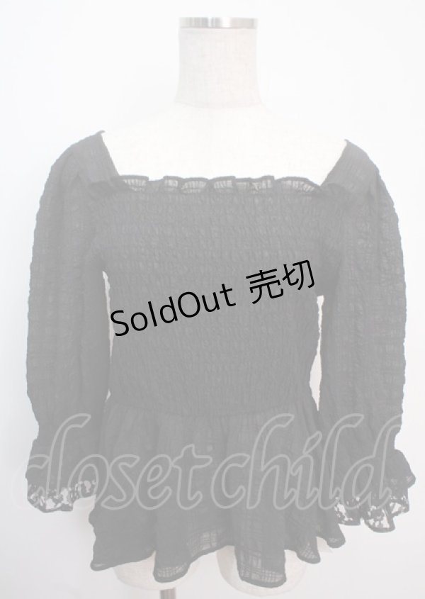 画像1: axes femme / シアーシャーリングブラウス  黒 Y-25-03-14-031-AX-TO-SZ-OS (1)
