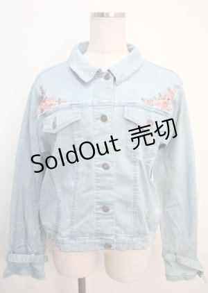 画像: axes femme / 花刺繍ストレッチデニムジャケット L ウォッシュ Y-25-03-14-035-AX-JA-SZ-OS