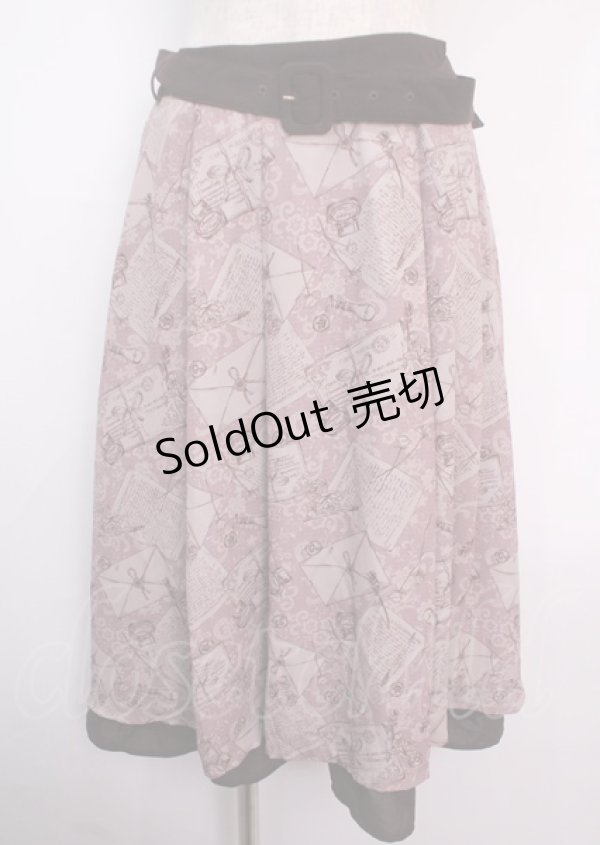 画像1: axes femme POETIQUE / プリュムプリントベルト付スカート M ピンク Y-25-03-14-045-AX-SK-SZ-OS (1)