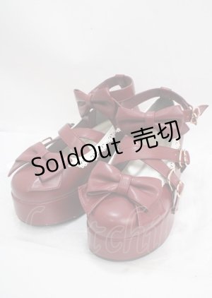 画像: axes femme kawaii / リボンスカラップ配色シューズ M ワイン Y-25-03-17-037-AX-SH-SZ-ZY