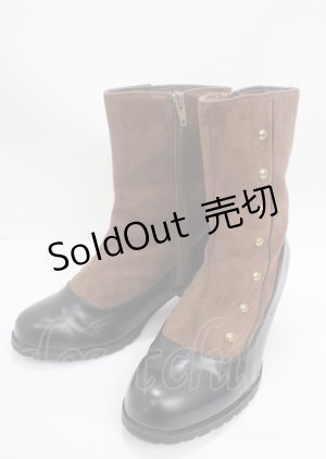 画像: axes femme / 連ボタン配色ブーツ M 茶 Y-25-03-17-039-AX-SH-SZ-ZY