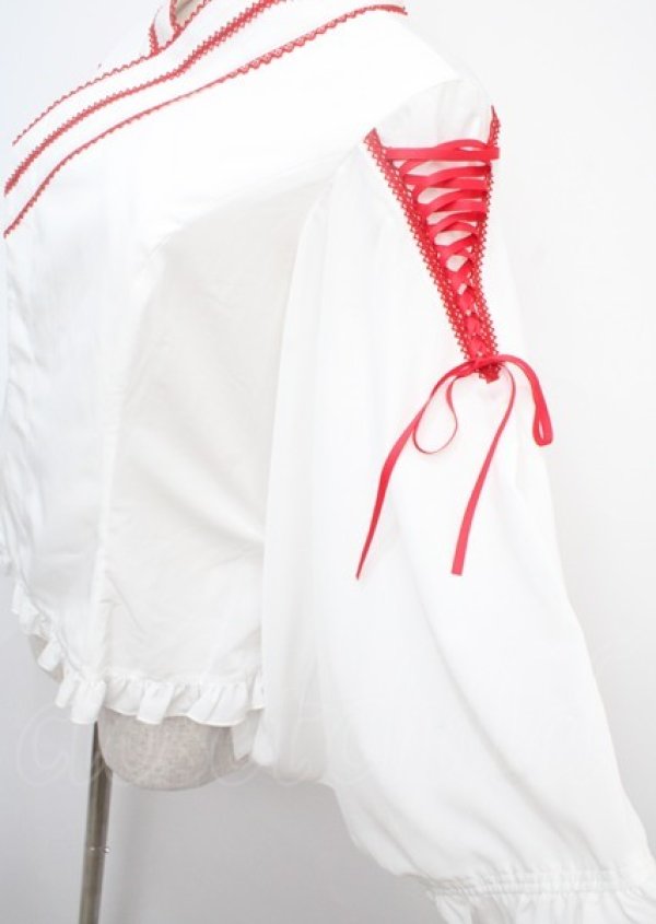 画像3: metamorphose / 着物合わせ風ブラウス  白×赤 Y-25-03-17-047-ME-BL-SZ-ZY (3)