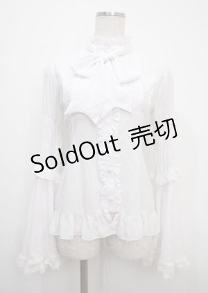 画像: ATELIER PIERROT /スタンドカラー姫袖ブラウス  白 Y-25-03-17-048-EL-BL-SZ-ZY