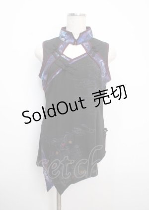 画像: Ozz oneste / 月光睡蓮柄タンクトップ  黒×紫 Y-25-03-17-056-OO-TO-SZ-ZY
