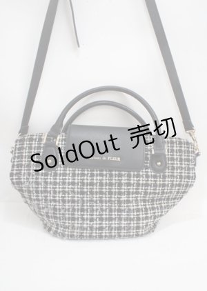 画像: Maison de FLEUR / ツイードチェックショルダーバック  黒 Y-25-03-17-015-LO-BG-SZ-ZT274