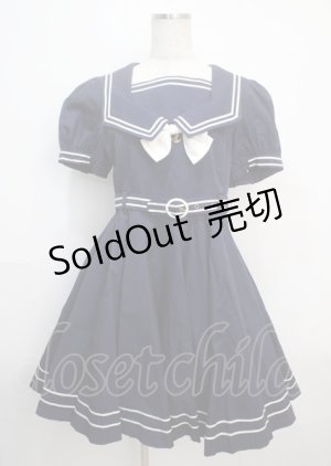 画像: metamorphose / セーラーサーキュラーワンピース  紺 Y-25-03-17-096-ME-OP-SZ-ZY