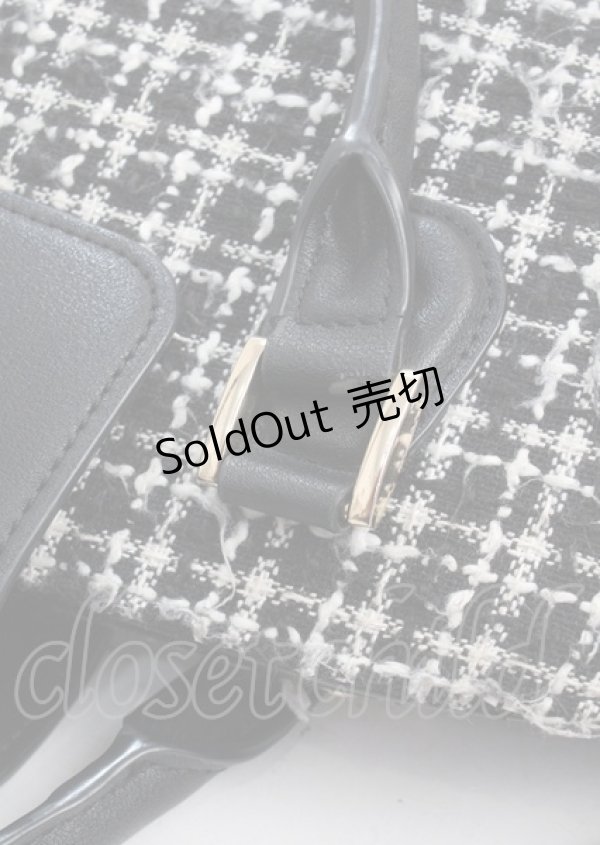 画像3: Maison de FLEUR / ツイードチェックショルダーバック  黒 Y-25-03-17-015-LO-BG-SZ-ZT274 (3)