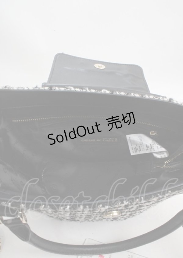 画像4: Maison de FLEUR / ツイードチェックショルダーバック  黒 Y-25-03-17-015-LO-BG-SZ-ZT274 (4)