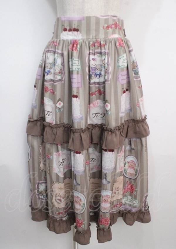 画像1: axes femme kawaii / ティティ×ベアファミリースカート M 茶 Y-25-03-17-110-AX-SK-SZ-ZT513 (1)