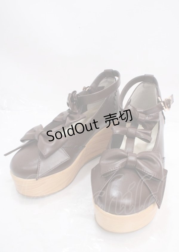 画像1: axes femme kawaii / トリプルリボンシューズ M 茶 Y-25-03-17-036-AX-SH-SZ-ZY (1)