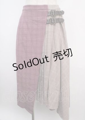 画像: axes femme / チェック×チェックスカート M ピンク Y-25-03-20-052-AX-SK-SZ-ZI
