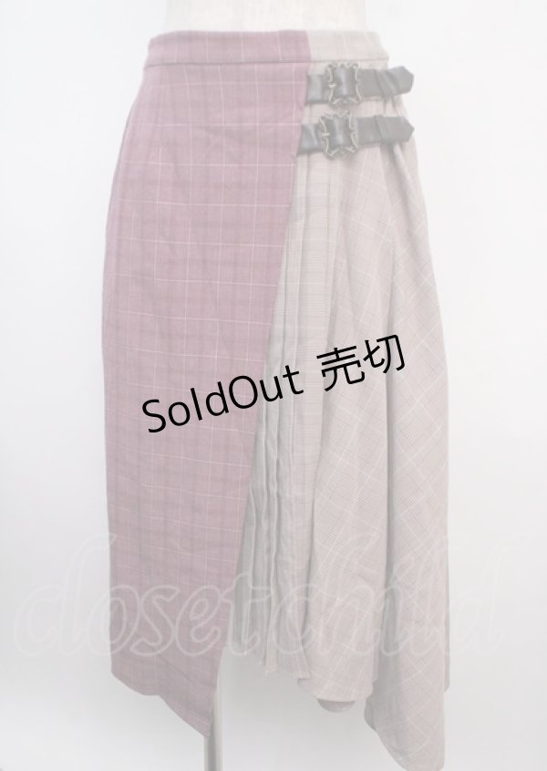 画像1: axes femme / チェック×チェックスカート M ピンク Y-25-03-20-052-AX-SK-SZ-ZI (1)