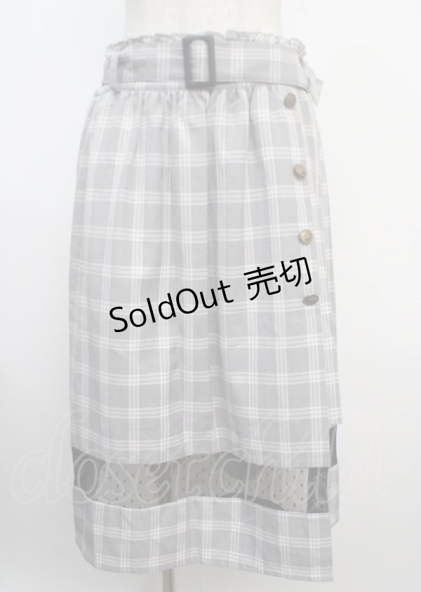 画像1: axes femme POETIQUE / スリットデザインチェックスカート M 黒 Y-25-03-20-062-AX-SK-SZ-ZI (1)