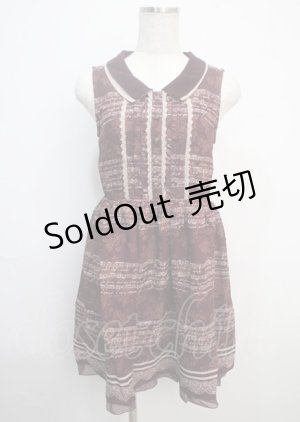 画像: axes femme / 音符柄ノースリーブワンピース  ワイン Y-25-03-20-069-AX-OP-SZ-ZI