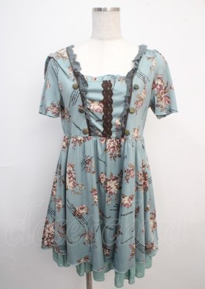 画像: axes femme / 薔薇柄ワンピース M Bグリーン Y-25-03-20-079-AX-OP-SZ-ZI