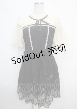 画像: axes femme POETIQUE / 裾刺繍ワンピース M 黒 Y-25-03-20-081-AX-OP-SZ-ZI