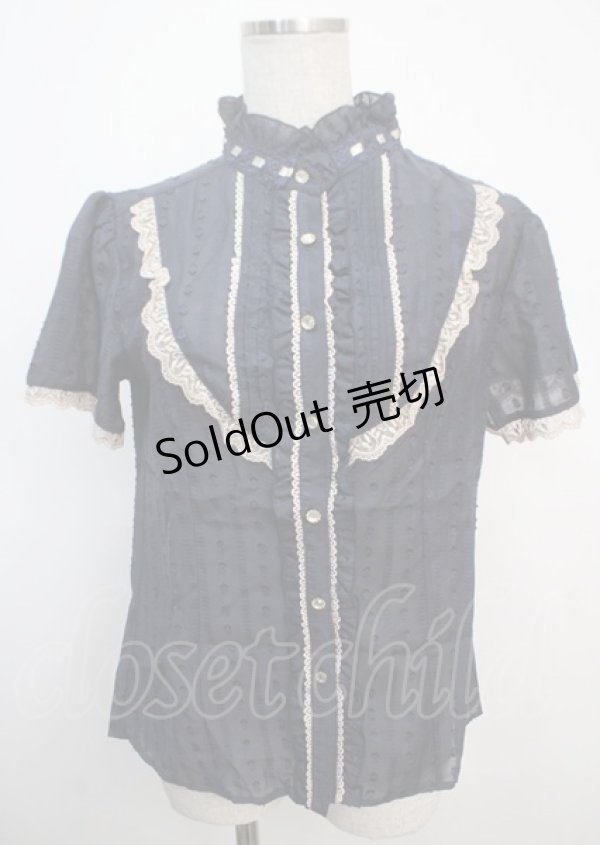 画像1: axes femme / スパンボイルパフ袖ブラウス M コン Y-25-03-20-009-AX-BL-SZ-ZI (1)
