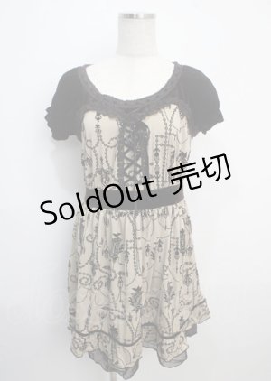 画像: axes femme / ベロア切替フロッキーワンピース M ベージュ Y-25-03-20-093-AX-OP-SZ-ZY