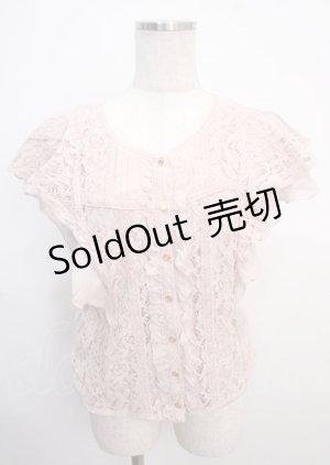 画像: axes femme / レースバラフライ袖ブラウス M 淡ピンク Y-25-03-20-095-AX-BL-SZ-ZY